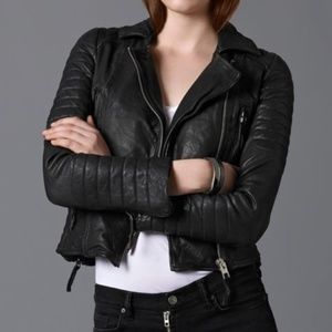 All Saints Pitch Lamb Leather Black Motorcycle Jacket